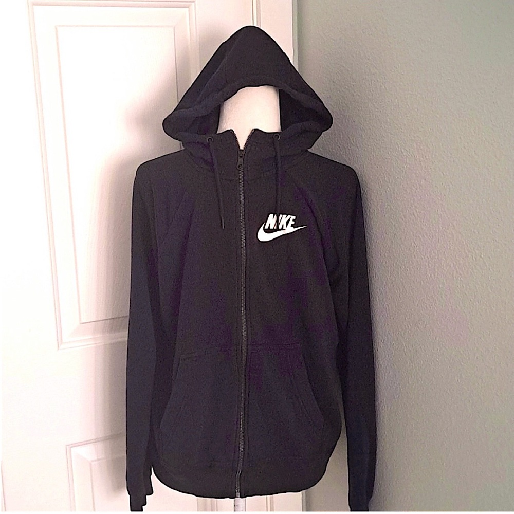 Nike Black Swoosh Logo Full Zip Hoodie - Size: Small